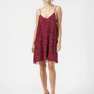 NWT ANGIE Sequined Beaded Sleeveless Midi Dress Red Size Large
